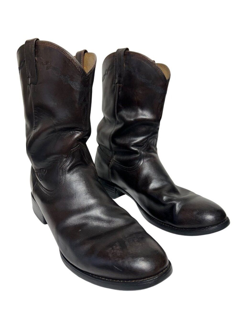 Ariat Mens Sz 13 D Brown Leather Western Boots Durable Pull-On Style